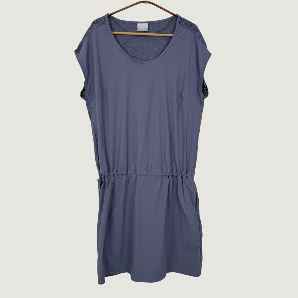 Columbia Womens Blue Gray Mesh Back Drawstring Waist Active Dress AK2396 Size L